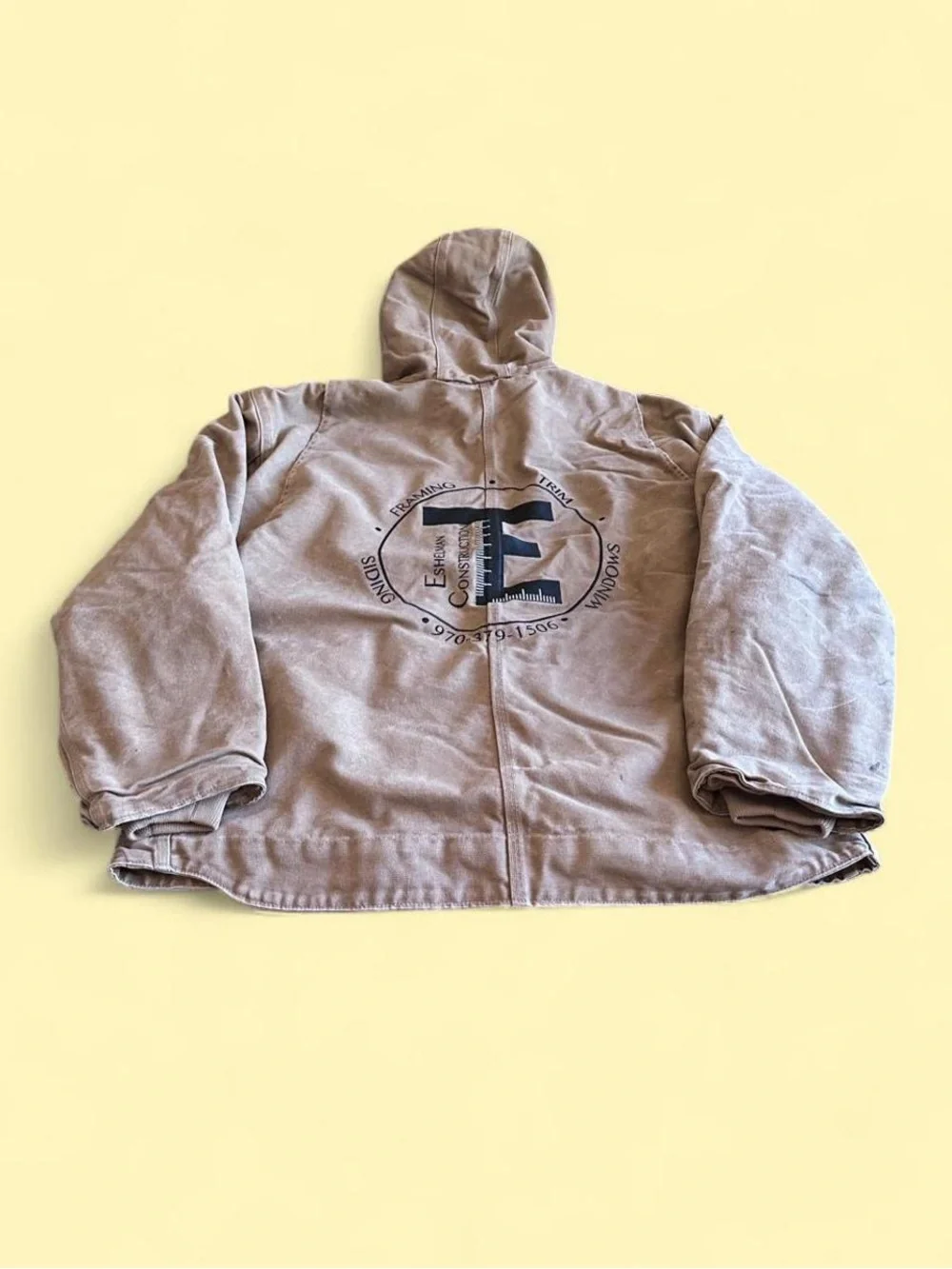 Carhartt Detroit Style Hooded Jacket Men’s XL Faded Canvas Embroidered